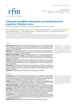Cnidoscolus Aconitifolius: Therapeutic Use and Phytochemical Properties