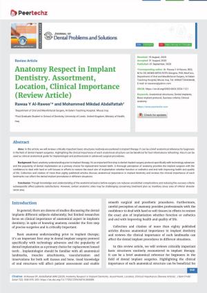 Anatomy Respect in Implant Dentistry. Assortment, Location, Clinical Importance (Review Article)