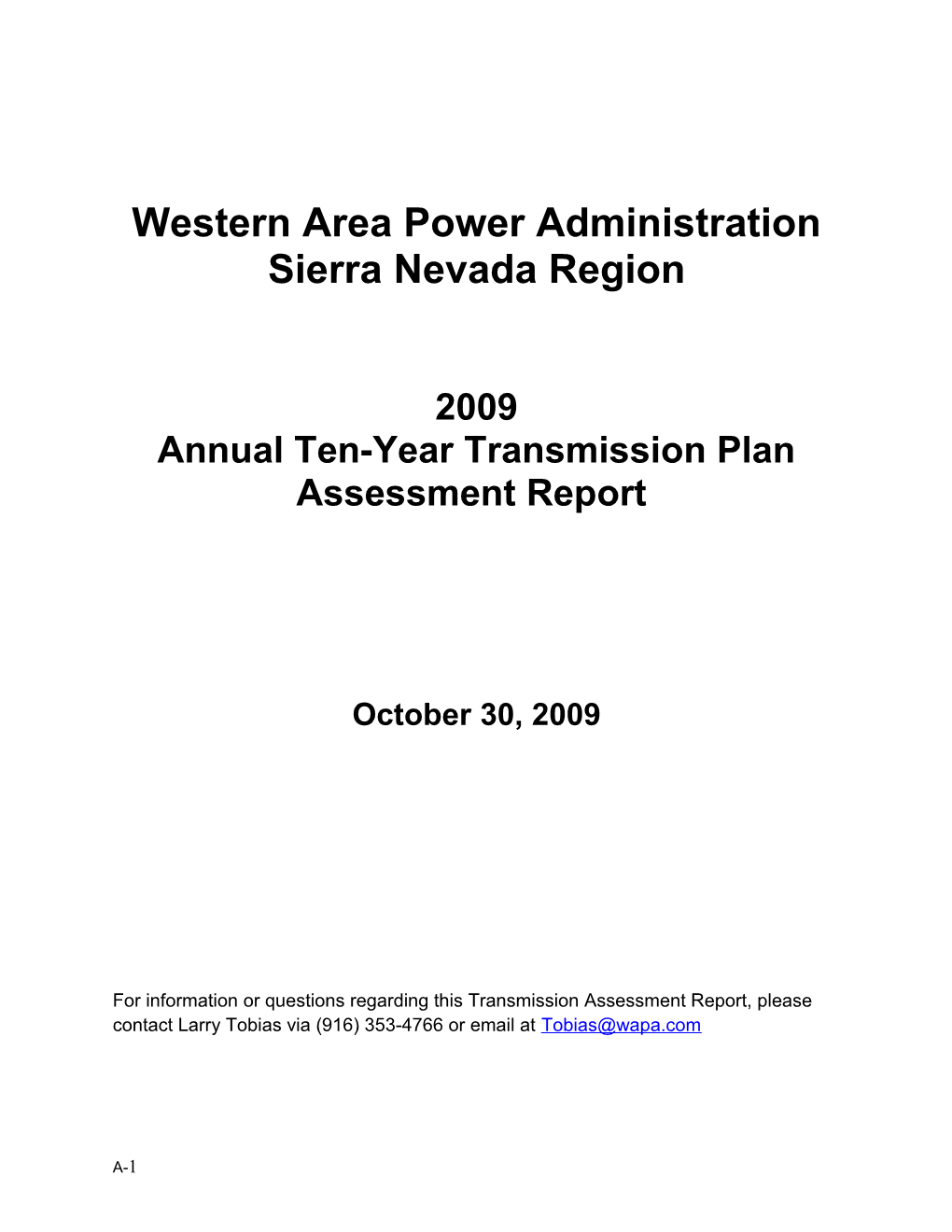 Western Area Power Administration Sierra Nevada Region