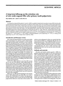 SCIENTIFIC ARTICLE a Long-Term Followup on the Retention Rate Of