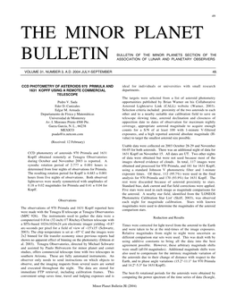 The Minor Planet Bulletin 31 (2004) 52
