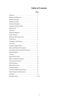 Table of Contents