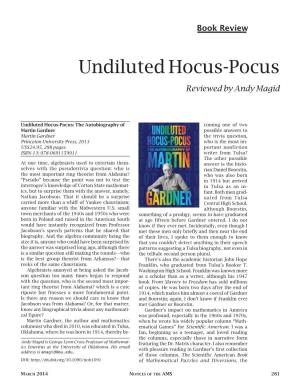 Undiluted Hocus-Pocus Reviewed by Andy Magid
