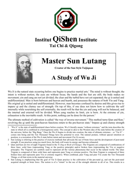 Master Sun Lutang Creator of the Sun Style Taijiquan a Study of Wu Ji