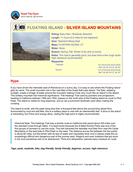 Floating Island - Silver Island Mountains