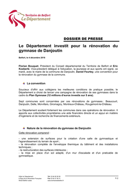 Le Département Investit Pour La Rénovation Du Gymnase De Danjoutin