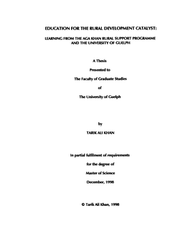 Education for the Rural D Welopment Catalyst