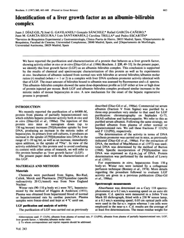 Identification of Liver Growth Factor As an Albumin-Bilirubin Complex