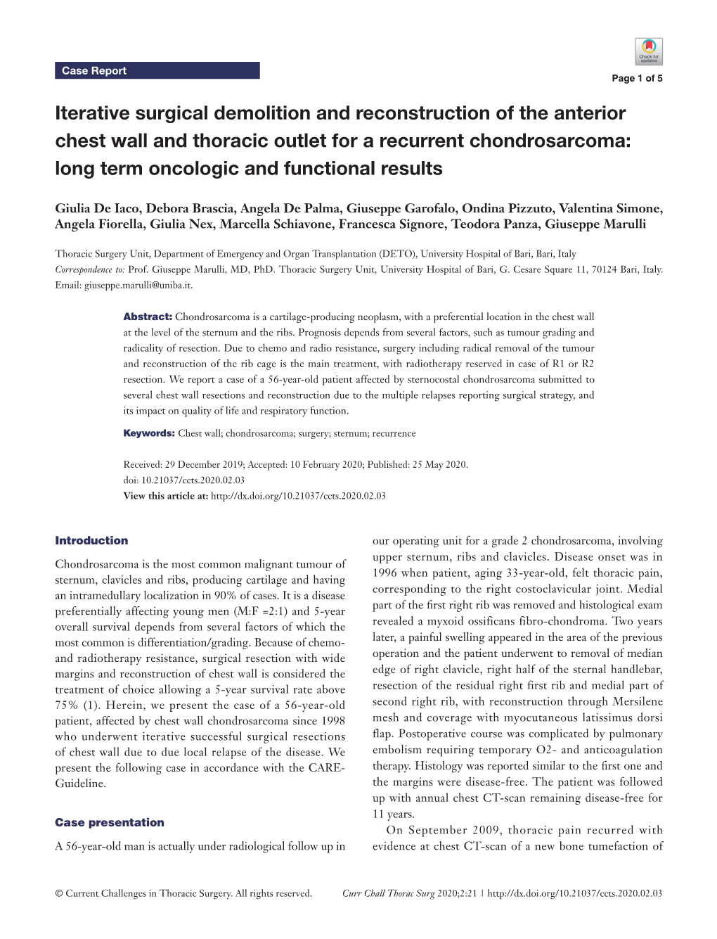 Iterative Surgical Demolition and Reconstruction of the Anterior Chest