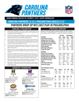 Panthers Wrap up Nfc East Play in Philadelphia