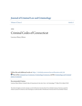 Criminal Codes of Connecticut Lawrence Henry Gibson