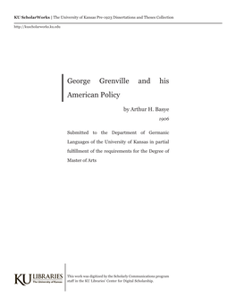 George Grenville and His American Policy