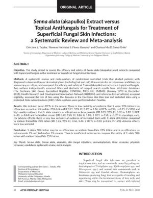 Senna Alata (Akapulko) Extract Versus Topical Antifungals for Treatment of Superficial Fungal Skin Infections: a Systematic Review and Meta-Analysis