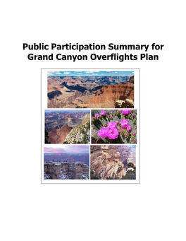 Public Participation Summary for Grand Canyon Overflights Plan