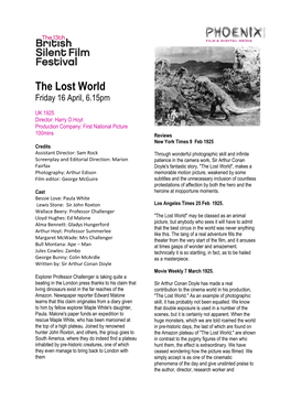 The Lost World Friday 16 April, 6.15Pm