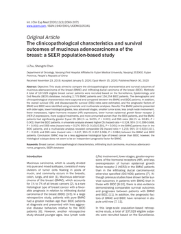 Original Article the Clinicopathological Characteristics and Survival Outcomes of Mucinous Adenocarcinoma of the Breast: a SEER Population-Based Study