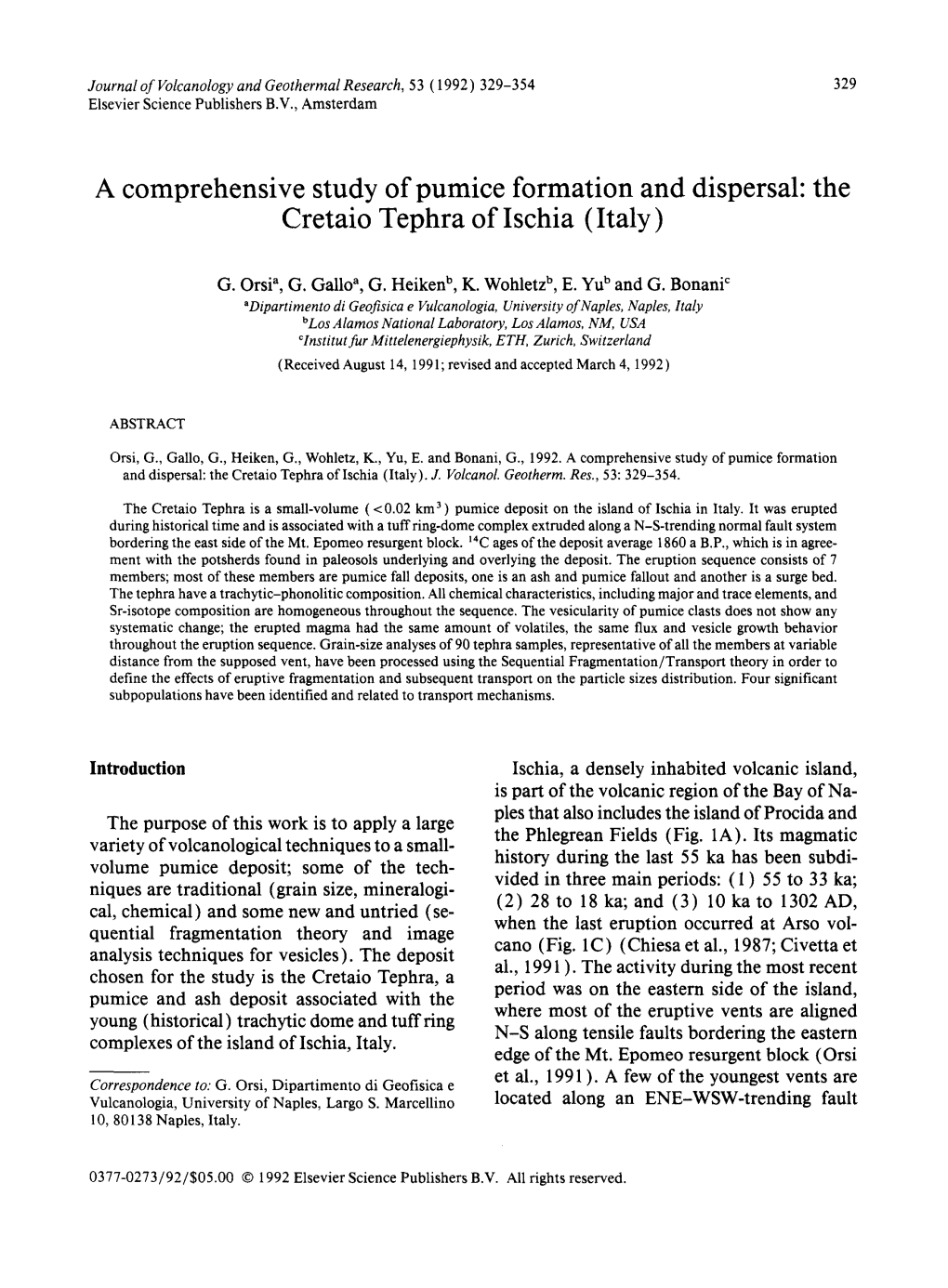 The Cretaio Tephra of Ischia (Italy)