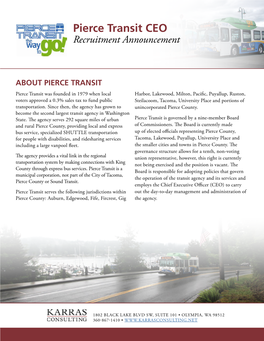 Pierce Transit CEO Recruitment Announcement