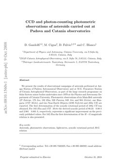 CCD and Photon-Counting Photometric Observations Of