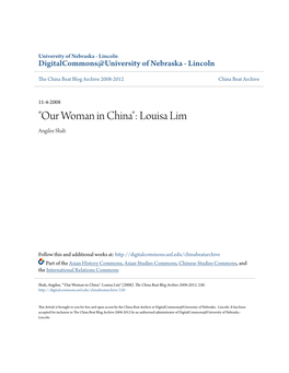 "Our Woman in China": Louisa Lim Angilee Shah