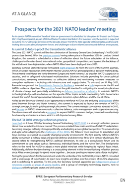 Prospects for the 2021 NATO Leaders' Meeting