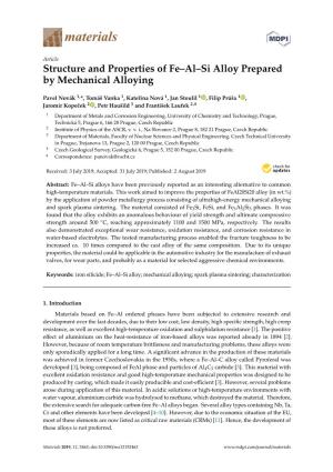 Structure and Properties of Fe–Al–Si Alloy Prepared by Mechanical Alloying