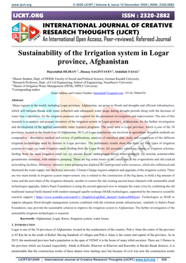 Sustainability of the Irrigation System in Logar Province, Afghanistan