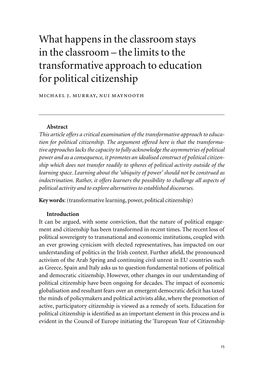 The Limits to the Transformative Approach to Education for Political Citizenship Michael J