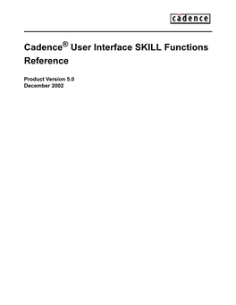 Cadence User Interface SKILL Functions Reference