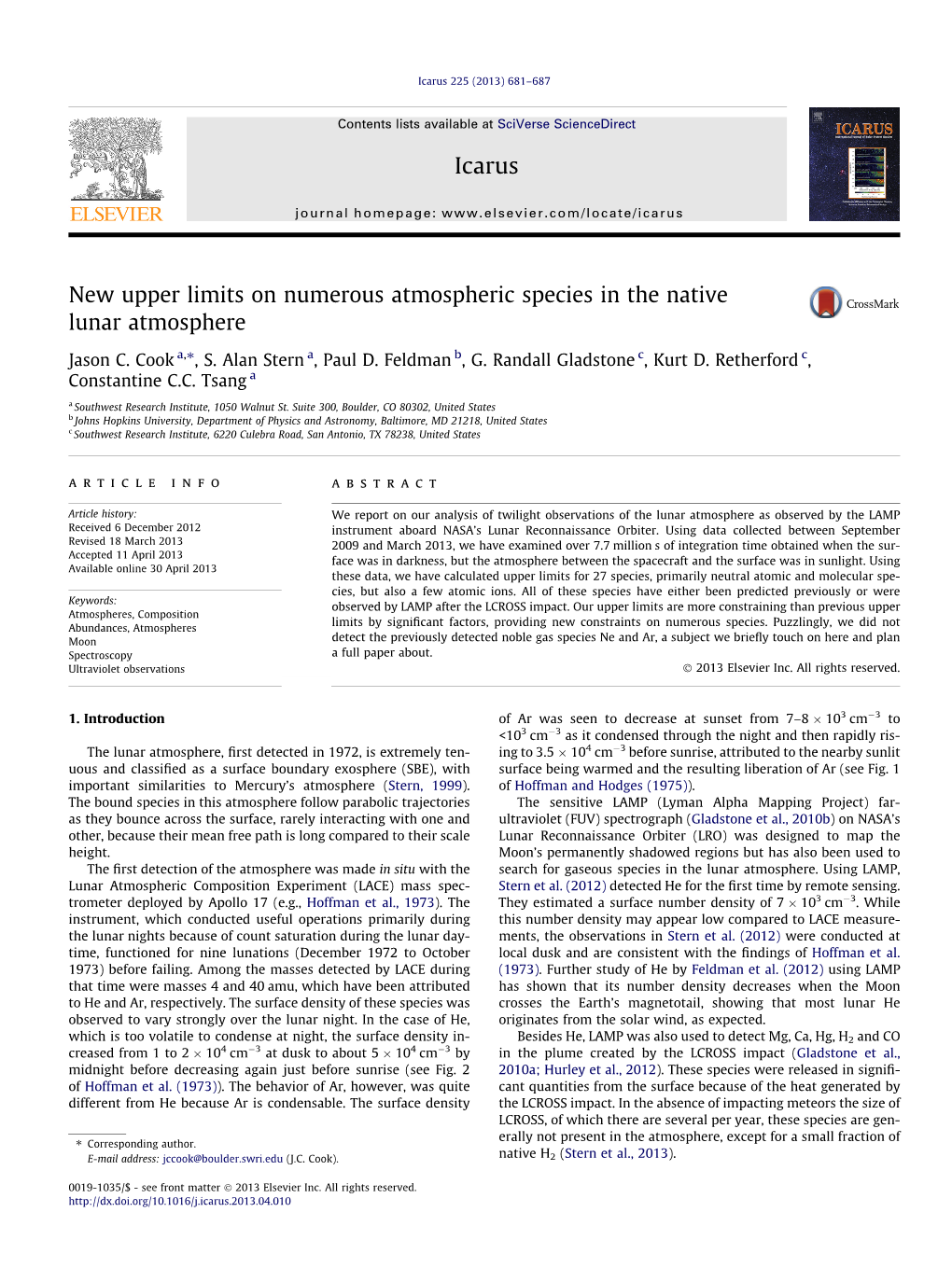 New Upper Limits on Numerous Atmospheric Species in the Native Lunar Atmosphere ⇑ Jason C