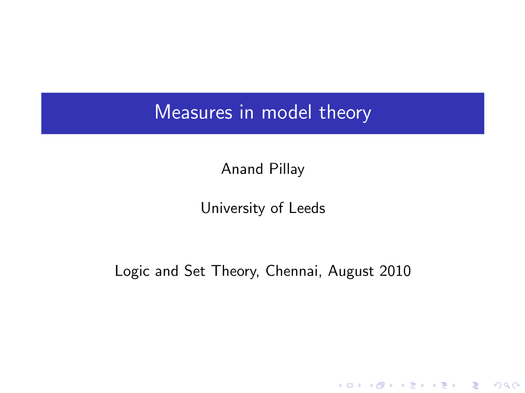 Measures in Model Theory