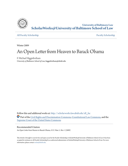 An Open Letter from Heaven to Barack Obama F