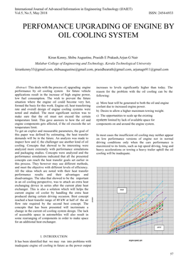Perfomance Upgrading of Engine by Oil Cooling System