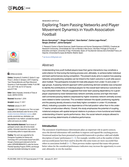 Exploring Team Passing Networks and Player Movement Dynamics in Youth Association Football