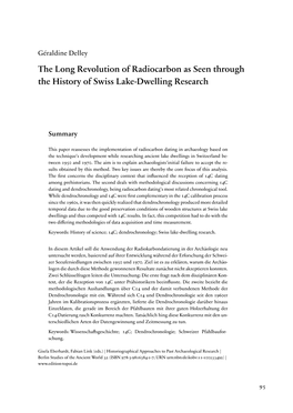 The Long Revolution of Radiocarbon As Seen Through the History of Swiss Lake-Dwelling Research
