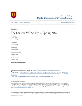 The Lantern Vol. 55, No. 2, Spring 1989 Holly Teti Ursinus College