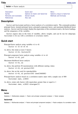 Factor — Factor Analysis