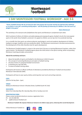 1 Day Montessori Football Workshop - Age 3-6