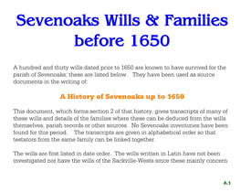 History of Sevenoaks up to 1650