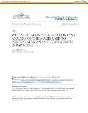 Who You Callin' a Bitch? a Content Analysis of The