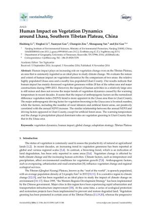 Human Impact on Vegetation Dynamics Around Lhasa, Southern Tibetan Plateau, China