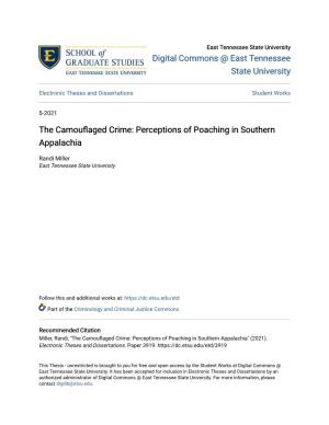 The Camouflaged Crime: Perceptions of Poaching in Southern Appalachia