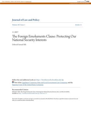 The Foreign Emoluments Clause: Protecting Our National Security Interests, 26 J