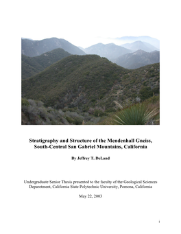 Stratigraphy and Structure of the Mendenhall Gneiss Rough Dr