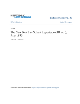 The New York Law School Reporter, Vol III, No