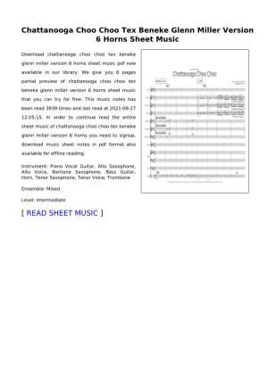 Chattanooga Choo Choo Tex Beneke Glenn Miller Version 6 Horns Sheet Music