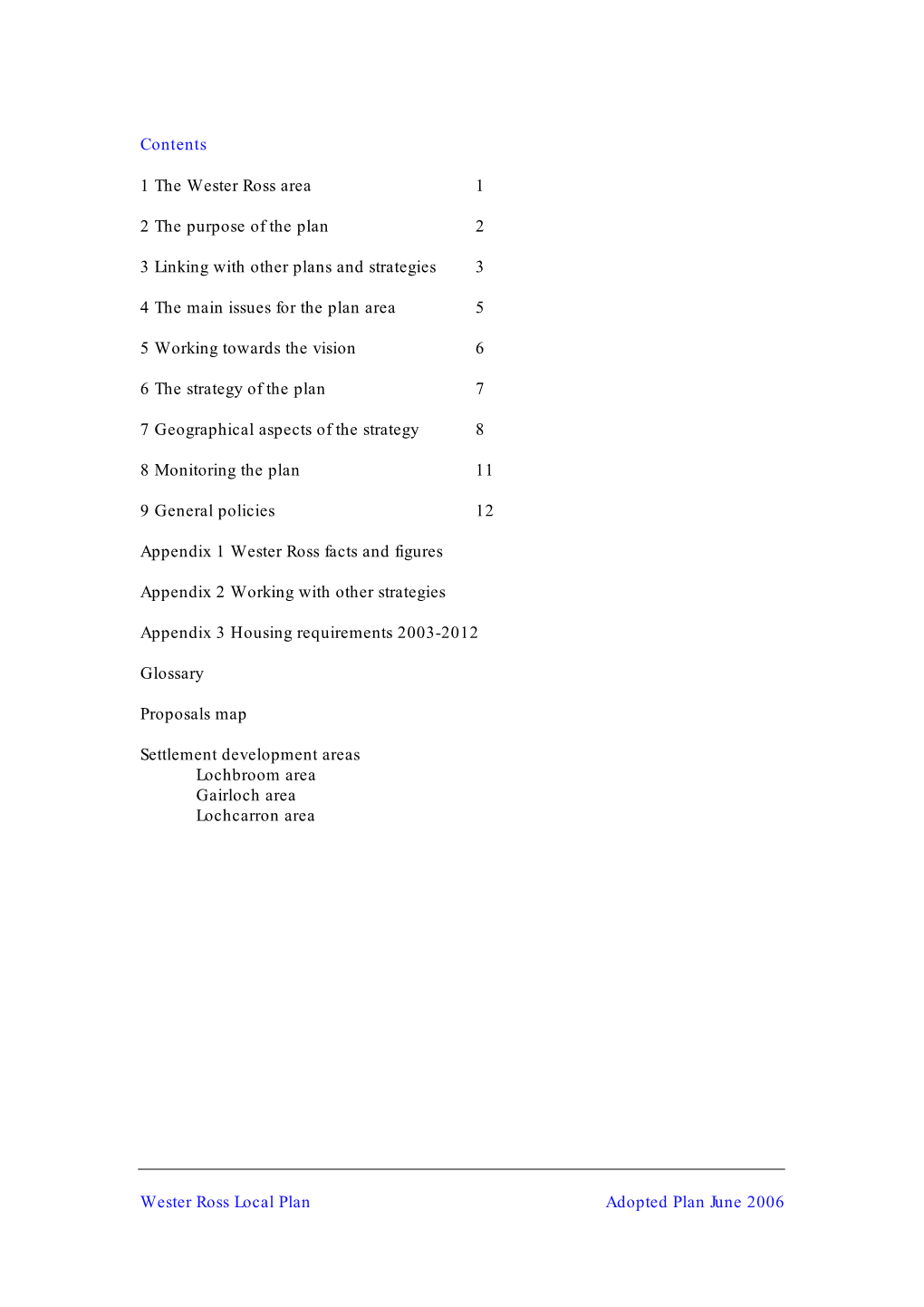 Wester Ross Local Plan Adopted Plan June 2006