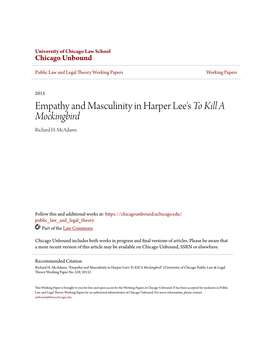 Empathy and Masculinity in Harper Lee's to Kill a Mockingbird Richard H