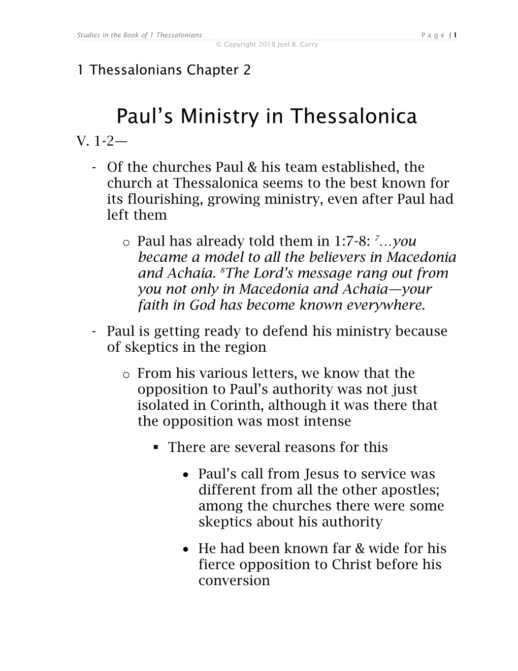 Paul's Ministry in Thessalonica