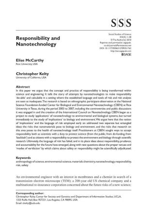Responsibility and Nanotechnology